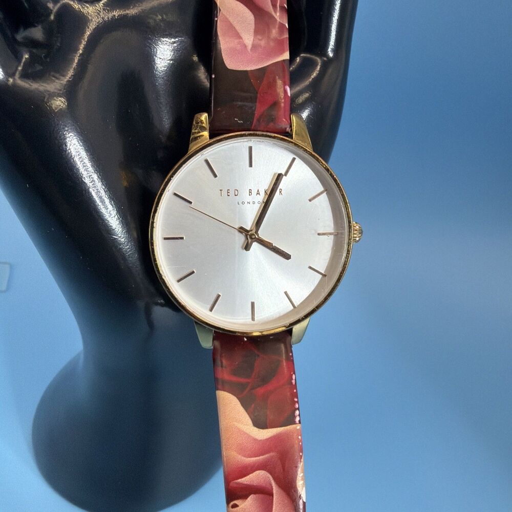 Ted Baker London Wristwatch Analog Quartz Floral Print Leather Band Ladies Watch
